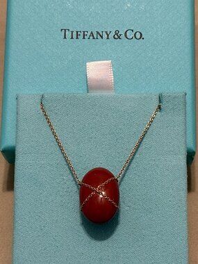 Rare TIFFANY & CO. Cross My Heart Jasper 18k Necklace